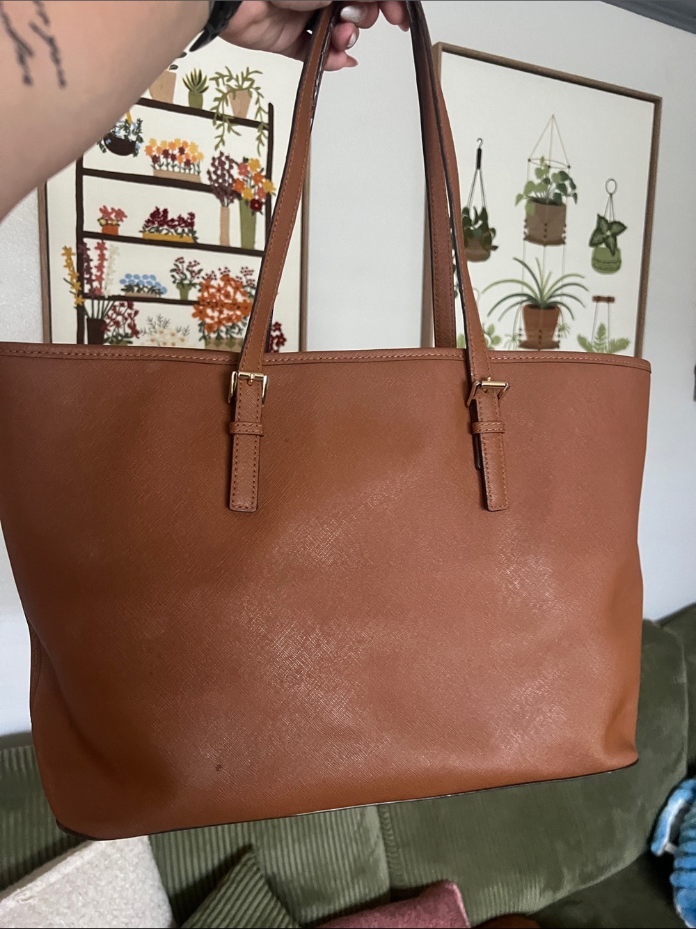 Michael Kors Cognac Leather Tote with Gold Hardware - Picture 5 of 5